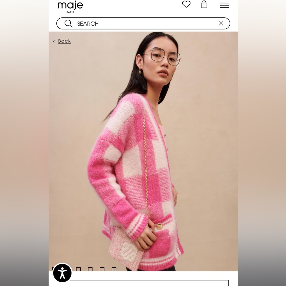Maje Checkered Jacquard Cardigan. NWOT